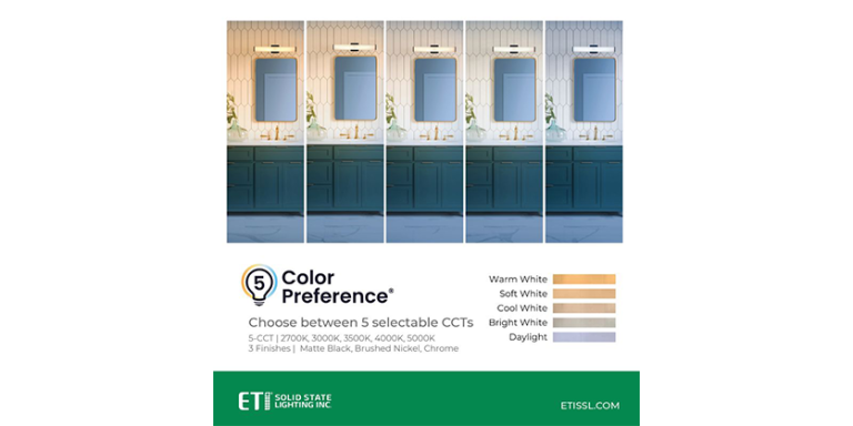 New Color Selectable LED Vanity Light Bar from ETI Solid State Lighting Inc.