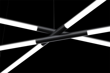 Close-up picture of 3D printed joiners from Acuity Brands' A-Light Aloft series.