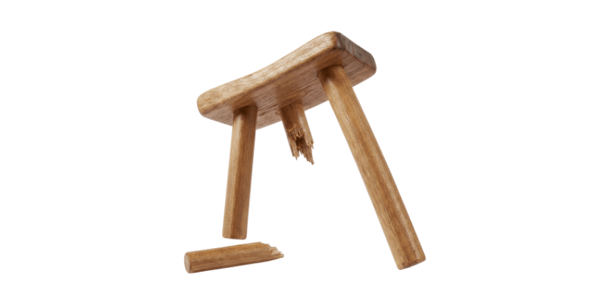 three legged stool broken