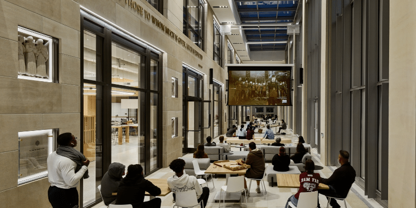 Campus Retrofit Unites 3 Buildings Under One Roof usai fordham movie area 800